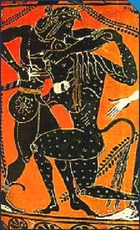 Тесей и минотавр. Вазопись